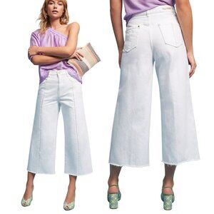 NWOT Anthropologie Pilcro White Ultra High-Rise Cropped Wide-Leg Jean Pants - 27